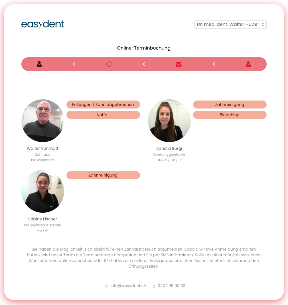 AgendaOnline Auswahl der Behandlung