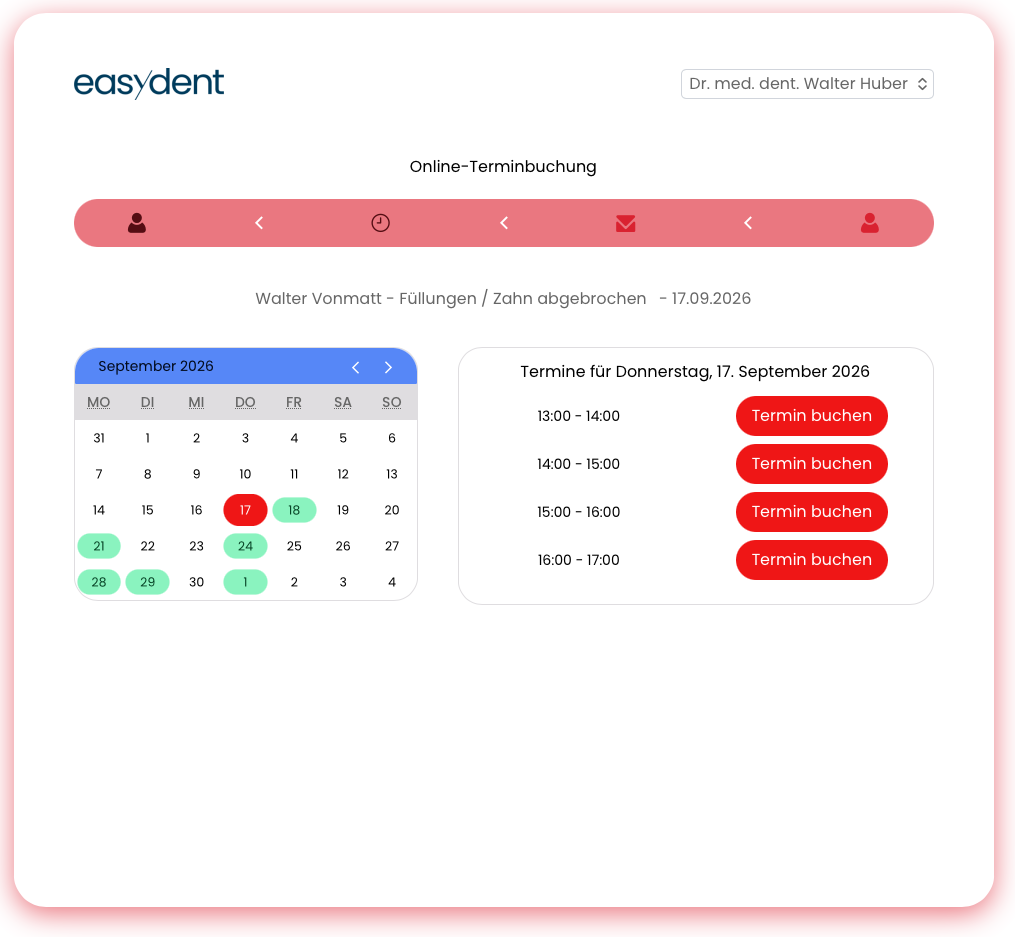 AgendaOnline Auswahl eines Termins